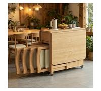 Générique Table De Cuisine Pliable en Bois avec 4 Chaises Rembourrées,Un Tiroir Et 4 roulettes,Ensemble De Salle À Manger Pliable for Petit Appartement,Facile À Ranger Et À Déplacer