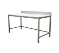 Générique Table de Découpe Adossée Professionnelle - 1000 x 700 mm - Acier Inoxydable - Planche Épaisse 25 mm - Rebord Arrière 100 mm - Hygiène et Solidité