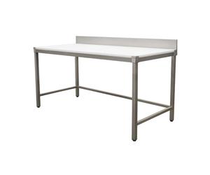 Générique Table de Découpe Adossée Professionnelle - 1500 x 700 mm - Acier Inoxydable - Planche Épaisse 25 mm - Rebord Arrière 100 mm - Hygiène et Solidité