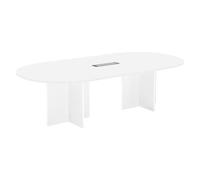Générique Table de réunion modulable avec Extension L 260 cm Plateau Blanc piètement Croix Plein Bois Essens (Blanc)