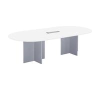 Générique Table de réunion modulable avec Extension L 260 cm Plateau Blanc piètement Croix Plein Bois Essens (Aluminium)