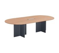 Générique Table de réunion modulable avec Extension L 260 cm Plateau chêne Clair piètement Croix Plein Bois Essens (Anthracite)