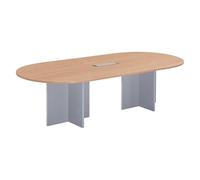 Générique Table de réunion modulable avec Extension L 260 cm Plateau chêne Clair piètement Croix Plein Bois Essens (Aluminium)