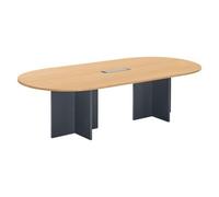 Générique Table de réunion modulable avec Extension L 260 cm Plateau hêtre piètement Croix Plein Bois Essens (Anthracite)