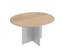 Générique Table de réunion Ovale L 140 cm Plateau chêne Clair Pieds Croix Essens (Aluminium)