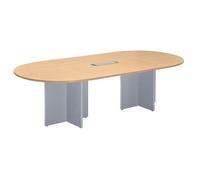 Générique Table de réunion Ovale L 140 cm Plateau hêtre Pieds Croix Essens (Aluminium)