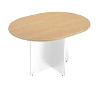 Générique Table de réunion Ovale L 140 cm Plateau hêtre Pieds Croix Essens (Blanc)