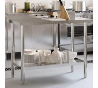 Générique Table de Travail de Cuisine avec dosseret 110x55x93 cm INOX,Entreprise & Industrie,Restauration-376466