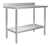Générique Table de Travail de Cuisine avec dosseret 120x60x93 cm INOX,Entreprise & Industrie,Restauration,16.9 kg,51191