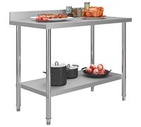 Générique Table de Travail de Cuisine avec dosseret 120x60x93 cm INOX,Entreprise & Industrie,Restauration,Multicolore,16.9kg,51191