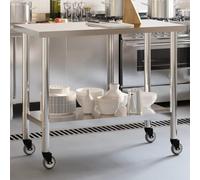 Générique Table de Travail de Cuisine avec Roues 110x55x85 cm INOX, Entreprise & Industrie, Restauration, (Poids 12.9KG)