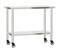 Générique Table de Travail de Cuisine avec Roues 110x55x85 cm INOX,Entreprise & Industrie,Restauration,Multicolore,12.9kg,376464
