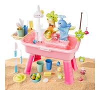 Générique Table d'eau pour,Jeu sensoriel éducatif | Évier de Jeu 4 en 1 avec Pompe et Eau Courante | pour garçons et Filles de 4 à 8 Ans, Jeux d'extérieur, Piscine, Anniversaire, Cadeau