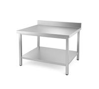 Générique Table INOX Professionnelle Adossée - 1000 x 600 mm - Plateau Renforcé - Dosseret 100 mm - Étagère de Rangement - Charge 150 kg
