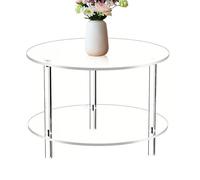 Générique Table Ronde | Table D'Accoudoir À Double Niveau,Meuble Transparent, 39, X 39, X 41, Cm Meuble De Chevet Petits Espaces Chambre Salle D'Étude Appartement Terrasse Balcon Jardin