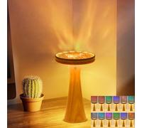 Générique Table Shaped Solid Wood Ocean Projection Lamp,3 Level Brightness 16 RGB Lighting Effects Touch Control Night Light,Water Ripple Ambient Mood Decorate Light for Living Room,Bedroom,Studies