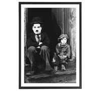 Générique Tableau Charlie Chaplin - The Kid cinéma affiche noir et blanc 50 x 70 cm cadre inclus