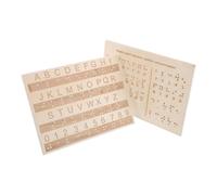 Générique Tableau de L'alphabet Braille en Bois Léger avec Lettres et Chiffres en Relief, Pack de 2 pour Apprentissage Tactile des Personnes Aveugles