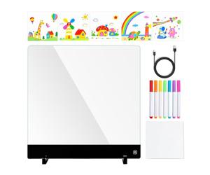 Générique Tableau de notes LED - Bloc-notes rechargeable à 4 modes | d'écriture, tableau d'affichage LED effaçable en acrylique avec 7 marqueurs | Pour Garçons Filles École Salon Maison Lieu de