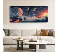 Générique Tableau Décoratif 70 x 50 cm Espace - Poster Mural Impression sur Toile, Multicolore Univers Planète Astronaute - Affiche Décoration Murale pour Salon, Chambre, Bureau