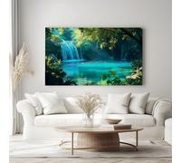 Générique Tableau Décoratif Cascade Forestière Art Impression Sur Toile Paysages Naturels Poster Photos Pour Salon Chambre Décoration Murale 120 x 60 cm (L x l) Sans Cadre
