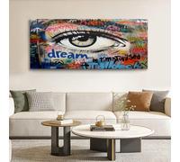 Générique Tableau Décoratif Graffiti Rock 70 x 50 cm - Impression sur Toile Multicolore - Décoration Murale pour Salon, Chambre et Bureau - Rue Lettres Yeux