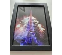 Générique Tableau Décoratif Mural avec Feux d'Artifice Colorés, Art Moderne, Encadré en Noir Tour Eiffel Paris cadre photo 13 x 18 cm