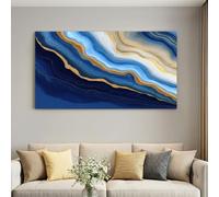 Générique Tableau Décoratif sur Toile 40 x 30 cm Abstrait Impression sur Toile, Décoration Murale Art Bleu Luxe Marbre Texture, pour Salon, Chambre à Coucher, Cuisine