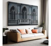 Générique Tableau Décoration avec Cadre Style Gothique Arches Balcons 120x60cm Impression sur Toile Murale Moderne, Image Art Grand Format Décoratif Mural pour Salon Chambre Maison Bureau