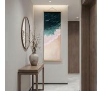 Générique Tableau Decoration Murale Abstrait Flots Impression sur Toile, Cadre Decoration Murale Salon Contemporain Océan Poster Mural, Tableau Salon Moderne Côtier Mer Chambre 25x75 cm