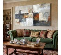 Générique Tableau Decoration Murale Abstrait Rectangle Impression sur Toile, Cadre Decoration Murale Salon Moderne Carré Poster Mural, Tableau Salon Moderne Conception Grid Chambre 50x100 cm