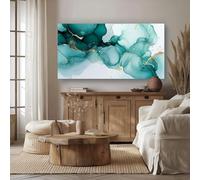 Générique Tableau Decoration Murale Art Abstrait Fluide Peinture sur Toile Esthétique Texture de Marbre Grand Tableau Decoration Murale Vert Cadre Salon Image sur Toile Esthétique 70x140 cm