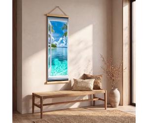 Générique Tableau Decoration Murale Avec Cadre Tropical Plage Impression Sur Toile Marin Vue sur la mer Affiche Peinture Decor Été Paysage Naturel Maison pour Salon Chambre 30x90 cm