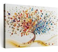 Générique Tableau Decoration Murale, Cadre Decoration Murale Bois Arbre Pierres Précieuses Abstrait, Impression sur Toile, Grande Décoration Maison pour Salon Chambre Couloir 100x75 cm