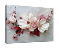 Générique Tableau Décoration Murale Chambre Luxe Moderne, Blanc, 90x60 cm | Tableaux Cadres pour le Salon et Chambre à Coucher - Magnolia Fleur Cerisier, Impression Haute Définition, Fixation Simple