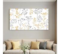 Générique Tableau Décoration Murale Fleurs Dessin au Trait 70 x 50 cm Blanc | Impression sur Toile Sans Cadre, Poster Esquisse Botanique pour Salon Chambre Cuisine, Toile Épurée Prête à Encadrer HD