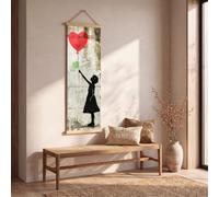 Générique Tableau Decoration Murale Graffiti Ballon Impression sur Toile, Cadre Decoration Murale Salon Silhouette Cœur Poster Mural, Tableau Salon Moderne Pop Art Fille Chambre 25x75 cm