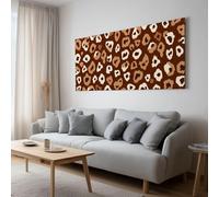 Générique Tableau Décoration Murale Imprimé Animalier Motif Léopard Beige Et Marron 70 x 50 cm, Impression sur Toile avec Cadre en Bois Contemporain Art Mural pour Studio, Chambre, Salon