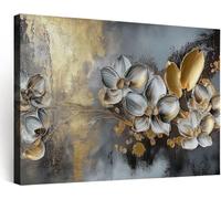 Générique Tableau Decoration Murale, Moderne Decoration Maison, Impression sur Toile Floral 3D Abstrait Texturé, Grande Décoration pour Salon Salle à Manger Bureau 90x60 cm