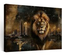 Générique Tableau Decoration Murale, Moderne Decoration Maison, Impression sur Toile Lion Urbain Nature Animaux Sauvages, Grande Décoration pour Bureau Home Office Chambre Garçon 100x75 cm