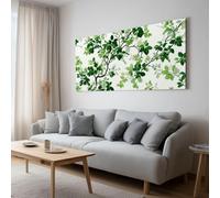 Générique Tableau Décoration Murale Pastoral Plantes Feuilles Vertes 120 x 60 cm, Impression sur Toile avec Cadre en Bois Rustique Art Mural pour Couloir, Salle à manger, Cuisine, Appartement