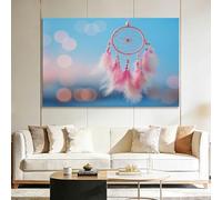 Générique Tableau Décoration Murale Plumes roses 100x75cm Impression sur Toile Panoramique 3D avec Cadre, Art Mural Décoratif Horizontal pour Salon Chambre Cuisine
