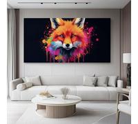 Générique Tableau Decoration Murale Salon Noir, Cinématographique Portraits D'Animaux Renards 70 x 50 cm Grand Impression sur Toile pour Chambre Bureau Salle De Bain Maison Décoration - Pas de cadre