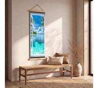 Générique Tableau Decoration Murale Tropical Plage Impression sur Toile, Cadre Decoration Murale Salon Marin Vue sur la mer Poster Mural, Tableau Salon Moderne Été Paysage Naturel Chambre 25x75 cm