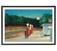 Générique Tableau Edward Hopper - Gas 70 x 50 cm - Affiche Reproduction avec cadre en bois noir inclus