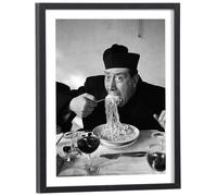 Générique Tableau Fernandel Le retour de Don Camillo 30 x 40 cm avec cadre en bois noir inclus - Affiche décoration cinéma Vintage noir et blanc