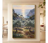 Générique Tableau Moderne Peint À L'Huile 100% Fait Main Représentant Un Paysage De Jungle Côtière. Sans Cadre. Œuvre D'Art Esthétique Pour La Décoration Du Salon. 30 X 50 Cm (12 X 20 Pouces).