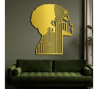 Générique Tableau Mural en métal représentant Une Femme Africaine Noire, œuvre d'art Abstraite en métal, décoration Murale Africaine pour Salon, Chambre, Couloir et escalier, Cadeau Nature (Or 35