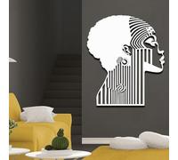 Générique Tableau Mural en métal représentant Une Femme Africaine Noire, œuvre d'art Abstraite en métal, décoration Murale Africaine pour Salon, Chambre, Couloir et escalier, Cadeau Nature (Blanc