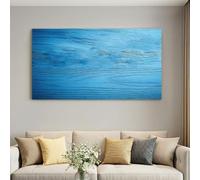 Générique Tableau Panoramique Effet Bois Flotté Abstrait 120 x 60 cm Bleu | Poster Toile Design Sans Cadre, Affiche Murale Naturelle pour Entrée Séjour et Bureau, Impression Haute Fidélité Durable